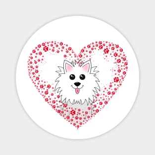 Red Paw Print heart with Dog Magnet